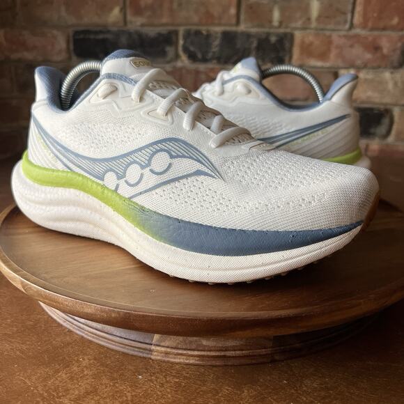 Saucony Womens Triumph 23 Blue White Road Running Shoes Sneakers Size 9.5 - Picture 2 of 16